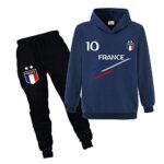 ForlcoolEnsemble deux pièces sweat à capuche et pantalon de sport de football pour enfants France 2 étoiles