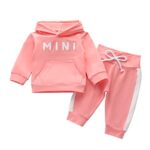 GeagodeliaEnsemble de Vêtement pour Bébé Fille Garçon Haut Tops Sweat à Capuche Manche Longue Imprimé Lettre + Pantalon Imprimé Floral