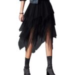 GeagodeliaJupe en Tulle Asymétrique Mi-Longue Taille Elastique Chic Tendance