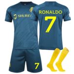 GénériqueMaillot Ronaldo Enfant Al Nassr Cr7 22/23 Nouveau Domicile & Extérieur Ensemble de Football, Sports Training Football T-shirts, Short et Chaussettes, Maillot de Foot pour Garçon, Homme