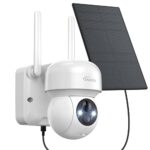 HOOISE 2K Camera Surveillance WiFi Extérieure Solaire, 360° Caméra WiFi Extérieure sans Fil, Caméra de Extérieur WiFi, Vision Nocturne Couleur, Détection de Mouvement PIR, Audio Bidirectionnel, IP65