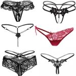 HYQCulotte Sexy, Strings Culottes, Slips sous-Vêtements Lingerie, Tangas, G-String en Dentelle Florale pour Femmes(6 Styles dans Un Emballage, Noir)