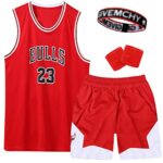 HereneerTenue Basket Enfant Adulte, Gilet Basket, Maillot de Basketball Débardeur Actif et Ensemble Court, avec Protège-Poignets et Bandeau, Ensemble Basketball Jersey pour Garçon/Homme