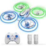 Heygelo Drone Enfant, Mini Drone avec Lumières Bleues et Vertes, 4 Modes d'éclairage, Maintien d'Altitude, Mode Sans Tête, 3D Flip, Helicoptere Telecommande et 2 Batteries, Jouet Cadeau pour Enfant