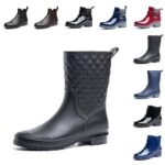 HitmarsBottes De Pluie Femme Caoutchouc Botte Plastique Impermeable Bottines Jardin Chelsea Boots Légères Wellies Rain Boots Antidérapant Taille 35-43