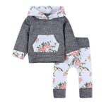 HuttamVêtements Bébé Fille 0-24 Mois Hiver Pas Cher a la Mode Jogging Bébé Fille Automne Ensemble Tenue Habit Bébé Fille Sweat À Capuche Avec Poche Pull À fleurs Printemps ​+ Pantalon