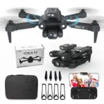 IDEA12 Drone avec Caméra Réglable 1080P, Drone FPV Pliable avec 2 Caméras Positionnement du Flux Optique, Quadcopter RC avec évitement Actif des Obstacles à 360° Ddapté Aux Débutants, 2 Batteries
