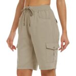 JINSHIShort Femme Cargo Pantalon Court Décontracté d'été Léger Bermuda d'extérieur Randonnée avec Plusieurs Poches