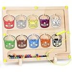 Joyreal Jeux Labyrinthe Magnetique Enfant - Parcours de Motricité Fine Jouet Bois Montessori Apprendre Les Couleurs Jeu de Comptage et Tri Jeux Educatif Cadeau 2 3 4 Ans