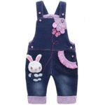 KIDSCOOL SPACESalopette en jean pour bébé fille, tenue de lapin 3D mignonne en denim pour tout-petit