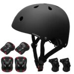 KORIMEFA Casque Vélo Enfant Set de Protection Roller pour Enfants Filles Garçons 3-13 Ans Casque Réglable Coudières Genouillère Protège-Poignets Protection Trottinette Skateboard