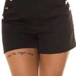 KouclaChic High Waist Stretch Hotpants Shorts mit Deko Knöpfe