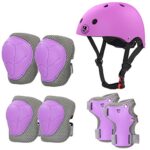 LANOVAGEAR Casque Vélo Enfant Sets de Protection Enfant de 2-8 Ans Ajustable Genouillères Coudières Protège-Poignets pour Velo Skateboard Rollers Skate Trottinette