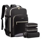 LOVEVOOKLOVEVOOK Sac a Dos Voyage Cabine Avion, 40L Sac à Dos de Voyage Femme Bagage Backpack Travel Ryanair, Imperméable Sac Ordinateur Portable 17 Pouces Grande de Randonnée Affaires Travail Noir