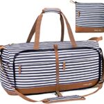 LekeskySac de Voyage Femme 60L Léger et Pliable Sac Weekend Grand Taille Sac de Sport pour Cabine Avion Maternité (Marron rayé)