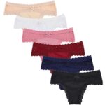 Levao Femme Sexy en Dentelle pour Tanga Femme Slips Culottes Strings Lingerie Dentelle, Lot de 6,Multicolore