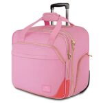MATEINMallettes à roulettes pour Ordinateur Portable Femme, Pilot Case 17 Pouces Sacoche à roulettes pour Ordinateur Portable Sac Cabine Avion, Trolley Porte Document pour Voyage, Travail, Rose