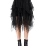 MonbessiJupe Tulle Femme pour Dames Taille éLastiquéE 80cm Jupe Midi Jupe en Filet IrréGulièRe Daily, Prom, Party (Rose)
