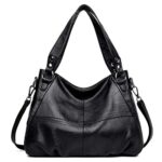 MonitikaSacs à main Femme Grande capacité cuir Sacs portés épaule Mode Sacs portés main Noir