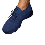 NUSGEARFemmes Baskets Fond Plat Maille Respirant léger Confortable Running Multicolore Tissage Volant, Chaussures de Sport décontractées Femme Lacets Chaussures Sport Running Mode été et Automne