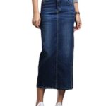 ORANDESIGNEFemme Vintage A-Ligne Jupe Denim Moda Jupe Basica Denim Maxi Jupes Casual Taille Haute Longues Jeans Jupes