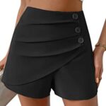 ORANDESIGNEShort Femme Ete Taille Haute Chic Et Elegant Soirée Cérémonie Tailleur Pantalon Courte Fluide Droit Habillé Travail Décontractée au Bureau Short Hot Pants
