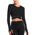 ORANDESIGNET-Shirt Femme Sport Top Courts Activewear à Manches Longues Pilate Yoga Entraînement Fiteness Running Crop Tops