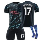 PANGKIIHaaland Maillot de Foot pour Enfants,22/23 Domicile/extérieur Man City Maillot Set,No.9 Football Ensemble Entraînement T-Shirt Short et Chaussettes Set, Football Jersey pour garçon Costum