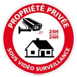 Panneau de Signalisation PVC 1 mm. Panneau Interdiction. Panneau Parking, Panneau d'information PVC. Taille au choi - Diamètre 125 mm - Propriété privée sous vidéosurveillance 24h24 -