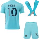PeaceRokMiami #10 Messi 2023/2024 Troisième Maillot de Football pour Enfants Nouvelle Saison, Shorts, Chaussettes, Tailles Jeune