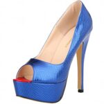 QIANKUNChaussures à talons hauts pour femme - Tendance - Sexy - Bout ouvert - Motif croco - Pour fête, mariage