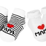 QZOSZChaussettes Antidérapantes Bébé, Chaussettes Drôles Bebe Antidérapant Chausson Chaussette Bebe 0-6 mois LOVE MAMA et PAPA, Chaussettes Anti Derapente Bebe cadeaux pour naissance garçon fille