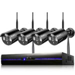 REIGY 3MP Kit Camera Surveillance WiFi Exterieure Enregistrement Audio, Système Videosurveillance IP, 5MP NVR + 4X 1296P Camera Intérieux/Extérieur, Vision Nocturne IP66 Imperméable sans HDD