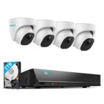 Reolink 4K Caméra de Surveillance Extérieure, Détection de Personne et Véhicule, Kit Vidéo Surveillance avec 8CH 2To NVR et Caméra IP PoE 4X 8MP, 30 Mètres Vision Nocturne avec Audio, RLK8-800D4