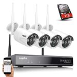 SANNCE Système de caméra de Surveillance sans Fil 8CH 5MP WLAN NVR avec 1 to, 4 x 3MP IP Caméra de Surveillance extérieure, Détection Personne, 30 Mètres Vision Nocturne avec Audio