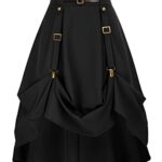 SCARLET DARKNESSFemmes Renaissance Jupe Élastique Taille Haute Longueur Réglable A-Line Vintage Jupe