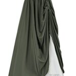 SCARLET DARKNESSFemme Jupe Renaissance Vintage Rétro Jupe Médiévale Taille Elastique Jupe Trapèze avec Bouton et Sangle