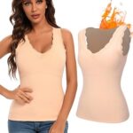 SLIMBELLEHaut Thermique Femme Débardeurs Aucune Trace sous vêtement Maillot de Corps Doublure Fluff Chaud Polaire Manches Débardeurs épais et Chaud