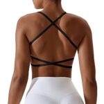 SfitBrassière Sport Femme Dos croisé Soutien Gorge Sport Femme Dos Nu Bustier sans Armature Coussinets Amovibles Elastique Rembourré Fitness Yoga