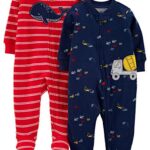 Simple Joys by Carter'sCombinaison Sleep and Play en Coton avec Pieds et Fermeture Éclair Bidirectionnelle Bébé Garçon, Lot de 2