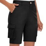 SonevenBermuda Pantalon de Randonnée pour Femme 15cm Short Cargo, Pantalon de Trekking d'extérieur léger à séchage Rapide avec Poches pour la Golf Camping Voyages
