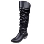 Susenstone2022 Elégant Décontractée Bottes Femme Bottes Hautes Bottes au Genou Bottes de Neige Rehausser Les Chaussures Gland Décoration Militaires Pointure Bottes Hautes pour Femmes
