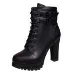SusenstoneBottes A Talon à Lacets Femme Mode Ankle Boots Bottines à Clous Femmes Hiver Chaud Chaussures Round Toe CompenséEs En Cuir Sexy Boots