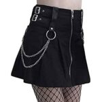 TIMEMEANFemmes Jupe évasée Plissée en Cuir PU Solide Mini Jupes Patineuses Courtes Taille Haute A-Line