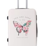 TROLLEY ADCValise Moyenne 4 Roues 65cm ABS Print - Papillon (Blanc)