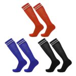 TSHAOUN3 Paires Chaussettes de Football pour Enfant, Chaussettes de Sport Longues Respirantes Chaussettes D'entraînement pour Entraînement au Football, Course, Sport, pour 5 à 12 Ans