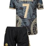TayveirdMadrid, Ronaldo, Vini Jr, Arda Guler, Maillot Enfant Dragon Football Bleu foncé, Conception spéciale, Football, édition limitée, livré avec Un Short. (Tailles Enfants 4-13 Ans)