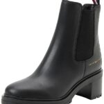 Tommy HilfigerFemme Bottines en Cuir À Talon Moyen Essentiel Bottes mi-Hautes