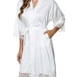 TuopudaKimono Femme Peignoir de Bain Bridesmaid Robe de Chambre Bride Sortie de Bain Mariage Chemise de Nuit Nuisette Pyjama avec Ceinture Vêtements de Nuit Dentelle