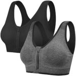 TuopudaSoutien-Gorge de Sport pour Femme, sans Bonnet, avec Fermeture Éclair Avant et Plaquettes Amovibles pour Gymnastique, Course à Pied, Jogging, Yoga
